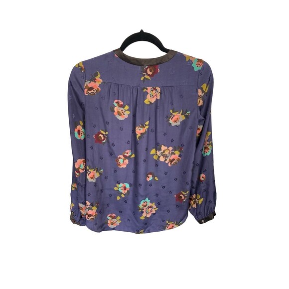 Rebecca Taylor Silk Blouse‎ Size 2 Purple Floral Buttons - Picture 4 of 5